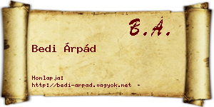 Bedi Árpád névjegykártya